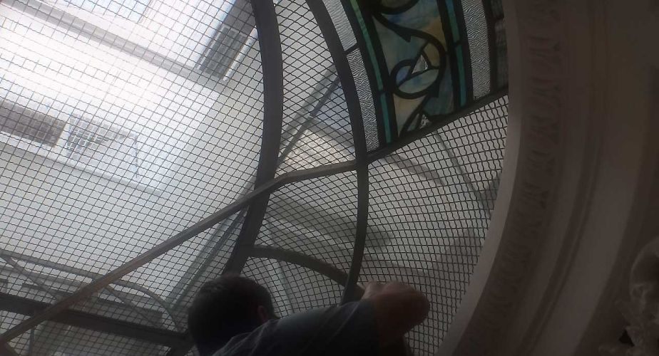 Jugendstil Bleiverglasung Deckenlicht Einbau