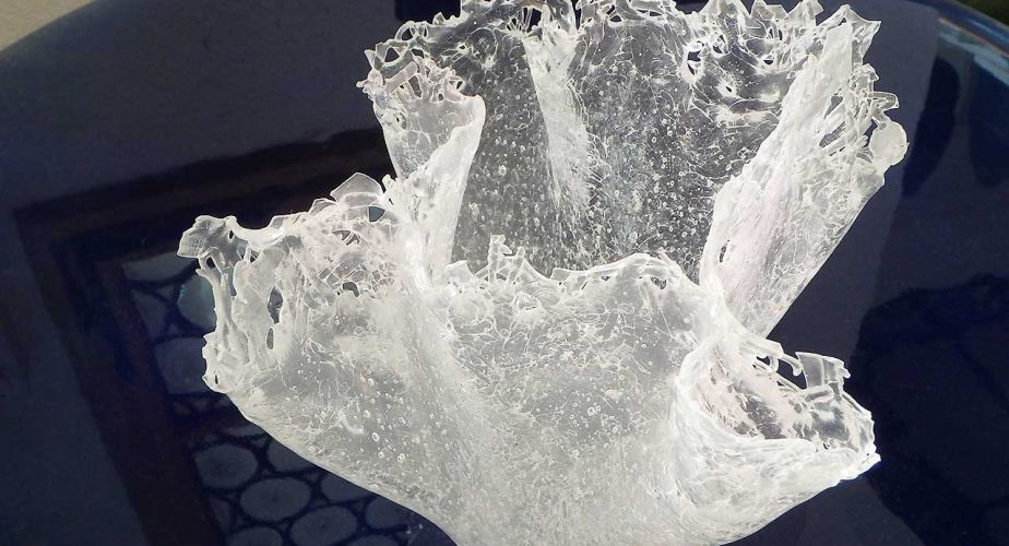 Windlicht aus Schmelzglas weiss