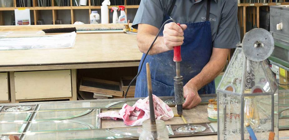 Reparatur einer Messingverglasung