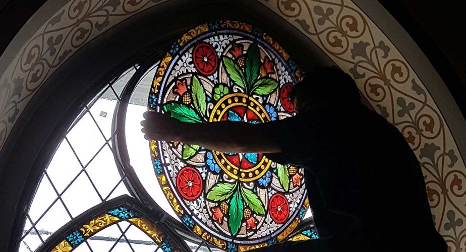 Kirche Gebenstorf Einbau einer runden Bleiverglasung