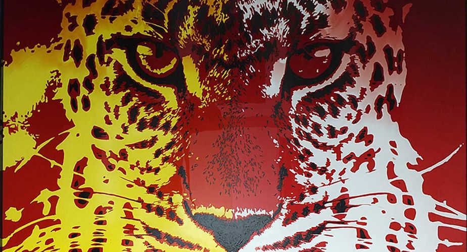Moderne Glasmalerei Motiv Leopard