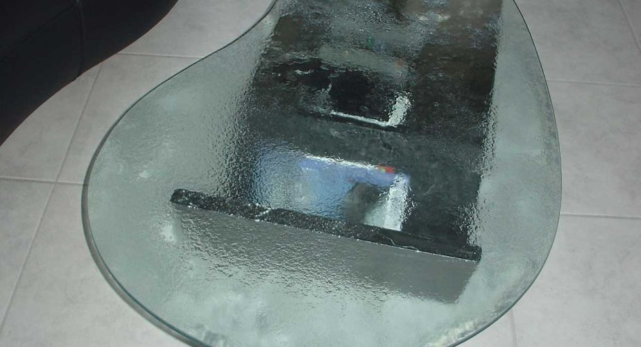 Tischplatte aus Schmelzglas freie Form