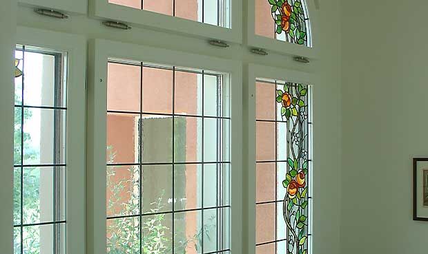 Neuherstellung Jugendstil Bleiverglasungen Rosenmotiv