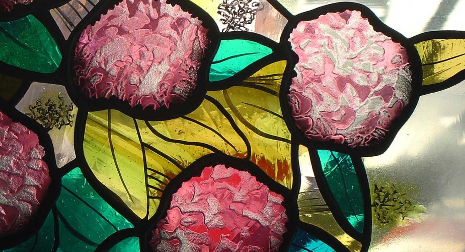 Moderne Glasmalerei Motiv Hortensie