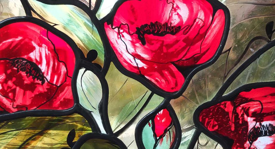 Moderne Glasmalerei Motiv Mohnblume